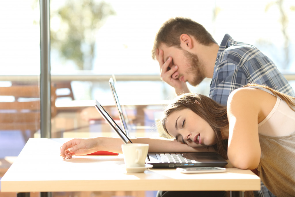 teens falling asleep while studying