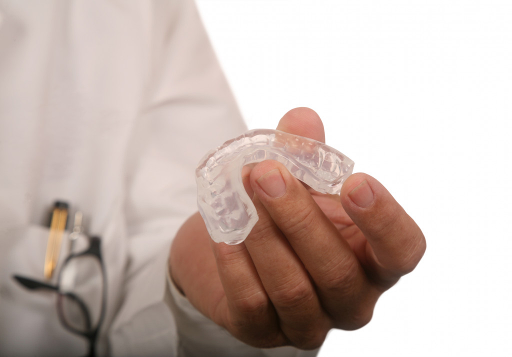 A mouth guard used to prevent grinding