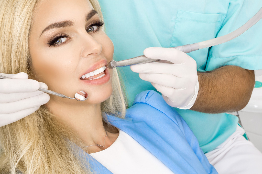 A woman having a dental checkup